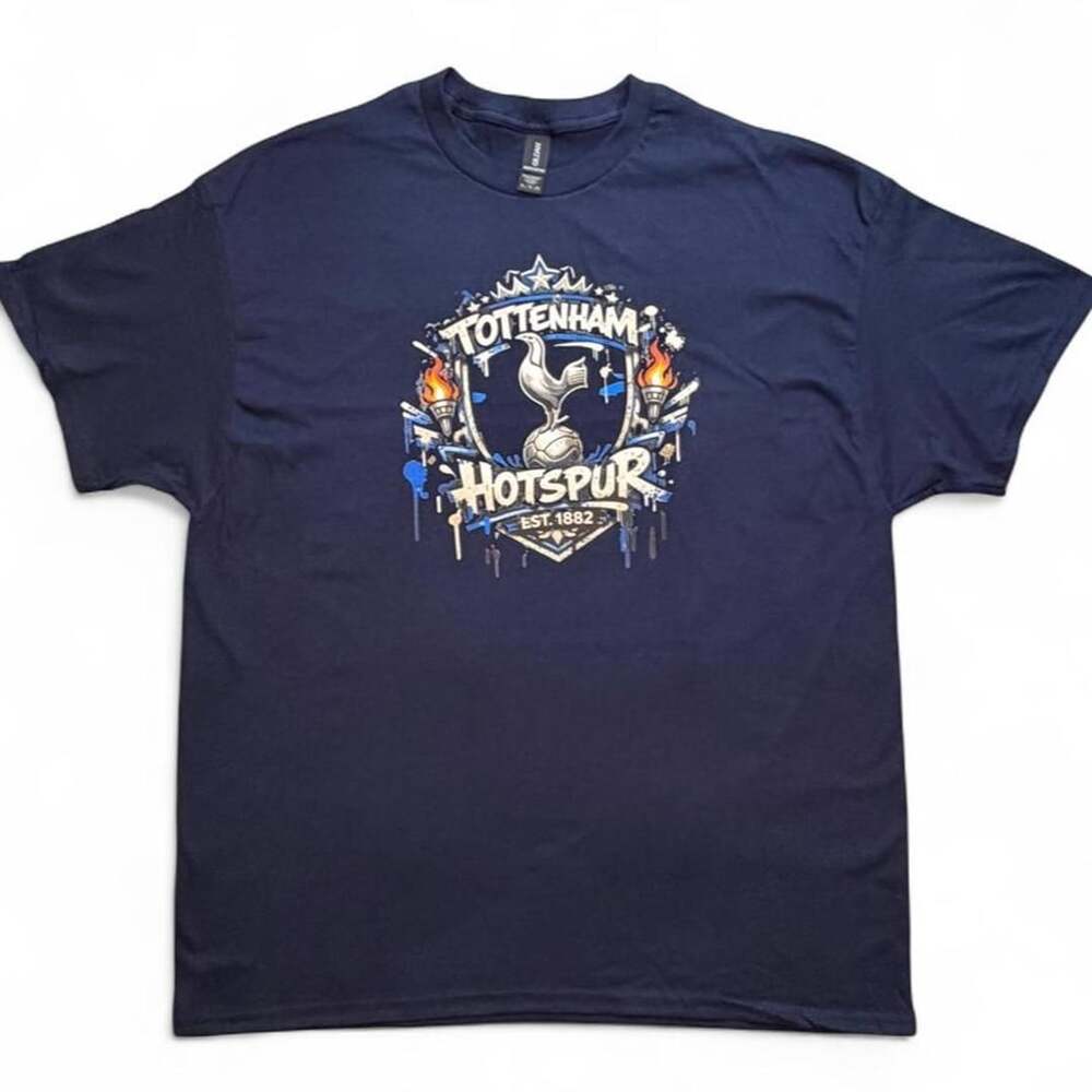 Gildan Tottenham Hotspur Graphic T-Shirt Navy Blue Size XL
